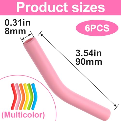 6pcs Food Grade Silicone Straw Tips (6 Count)