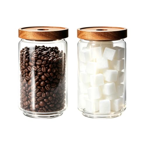 Glass Jars with Airtight Wood Lids (2 Count)