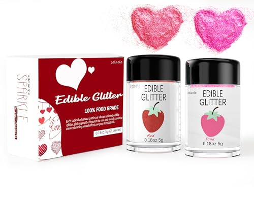 Red Pink Edible Glitter Glimmer Powder for Cakes Drinks