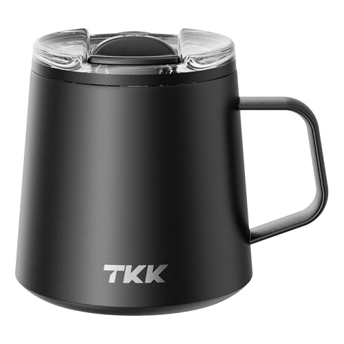 12 oz Insulated Coffee Mug with Handle Ceramic Coating Detachable Slider Lid Stainless Steel Tumbler Double Wall Vacuum Travel Cup