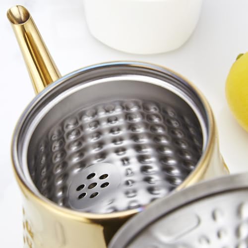 1.8L(60oz) Stainless Steel Hammer Patterned Teapot With Removeable Infuser,Loose leaf cover,Gold