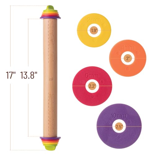 Adjustable Rolling Pin with Thickness Rings