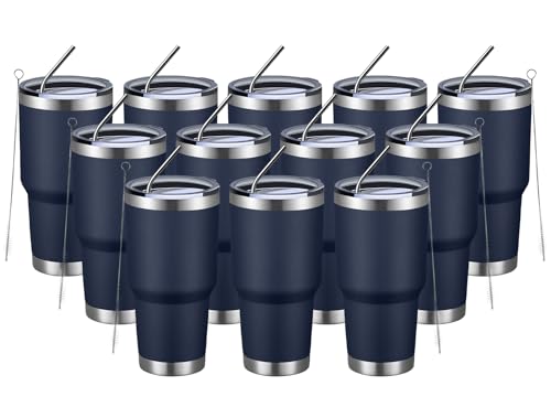 30oz Insulated Tumbler With Lids and Straws (12 Count)
