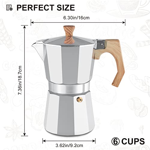 Stovetop Espresso Maker Aluminum Moka Pot 6 Cups Cuban Coffee Maker Stovetop Coffee Maker Moka Italian Espresso