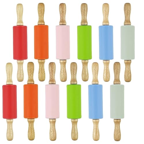 12 Pack Mini Small Rolling Pin for Kids (12 Count)