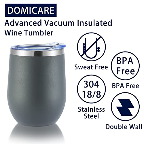 Stainless Steel Wine Tumbler Bulk with Lid (8 Count)