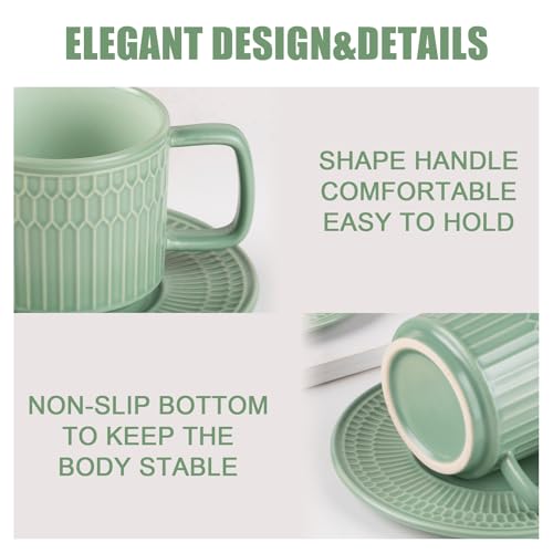8oz Cappuccino Cups with Saucers Set of 4 (4 Count)