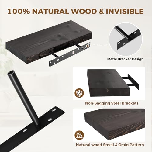 Solid Wood Floating Shelves (2 Count)