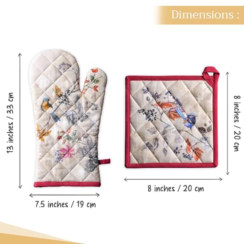 100% Cotton Oven Mitt & Pot Holder Set