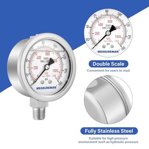 Fully Stainless Steel Hydraulic Glycerin Filled Pressure Gauge