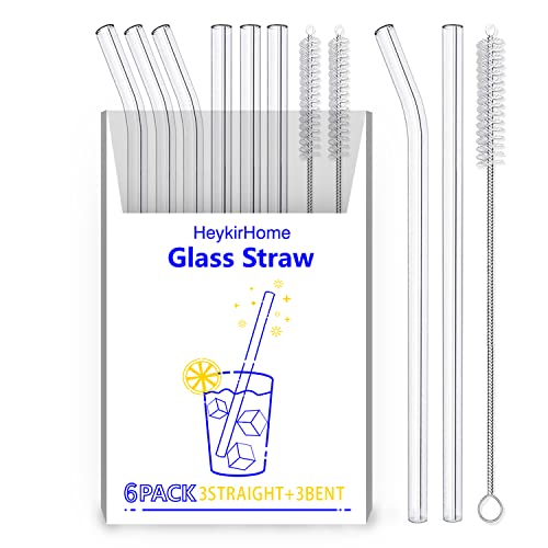 6 Pack Reusable Glass Straw