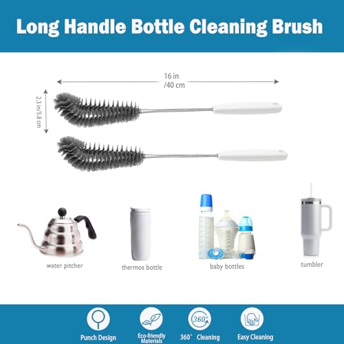 16 inches Long Handle Black Bottle Cleaning Brushes (2 Count)