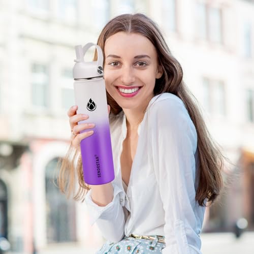 Water Bottle 32oz Double Wall Vacuum Insulated Leak Proof Stainless Steel Sports Water Bottle