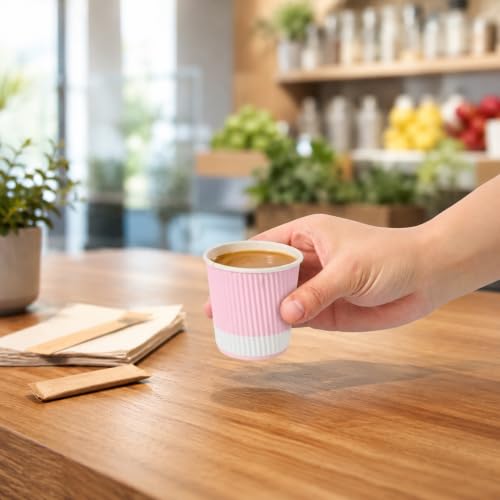 Ripple Wall Coffee Cups 25 Count 4 Ounce Insulated Light Pink Paper Cups