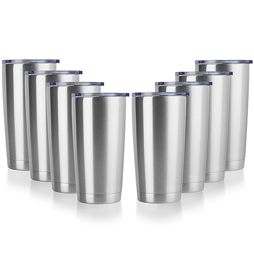 20oz Stainless Steel Tumbler Bulk with Lid (8 Count)