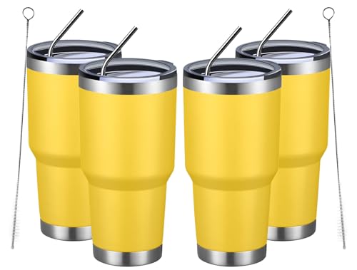 30oz Insulated Tumbler With Lids and Straws (4 Count)