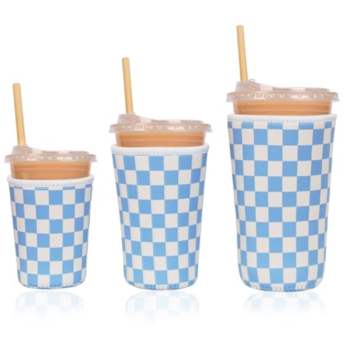 Reusable Insulated Neoprene Iced Coffee Cup Sleeve (3 Count)