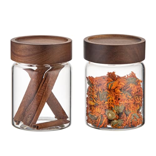 10 oz Small Glass Jars with Top Screw Lid Round Herb Coffee Bean Ground Storage Canister Clear Glass Food Container for Pantry Sugar Tea Coffee Bean Spice Nuts Cookies Bath Salts