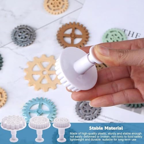3Pcs White Gear Cookie Cutters
