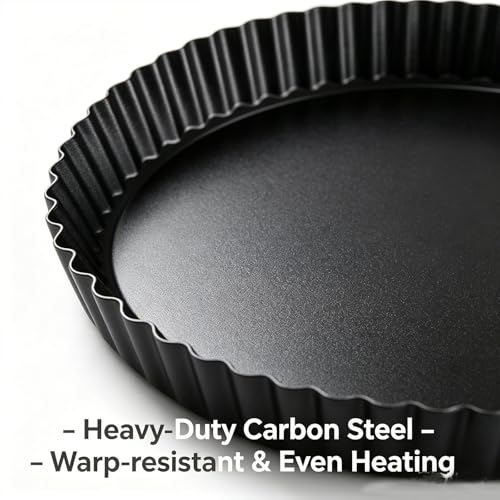 Tart Pan Set 10 & 9 Inch Tart Pans with 5 & 4 Inch Mini Tart Pans Removable Bottom