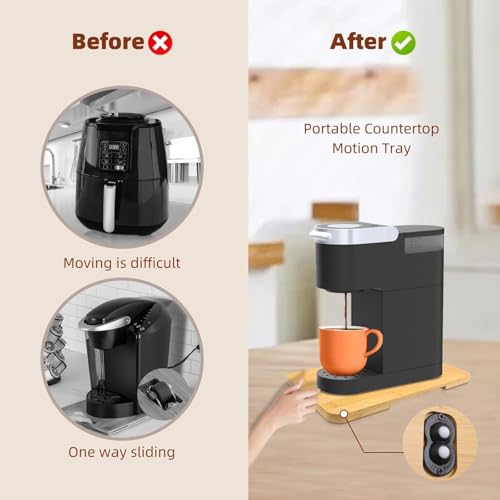 360° Rolling Tray Bamboo Appliance Slider for Kitchen Appliances