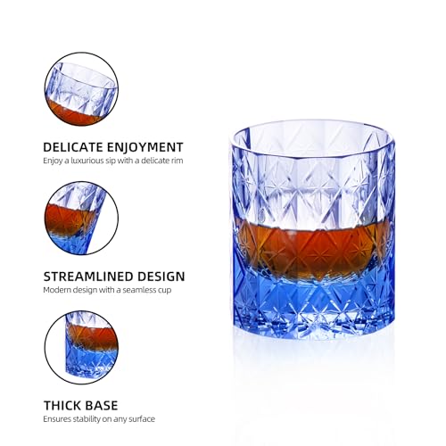 Crystal Whiskey Glasses Set of 2 Hand Blown Old Fashioned Glasses