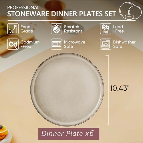 Ceramic 10.43 Inch Dinner Plates Set of 6 (6 Count)