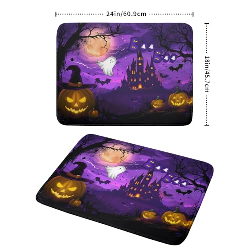 Halloween Scary Night Pumpkin Lanterns Dish Drying Mat for Kitchen Counter