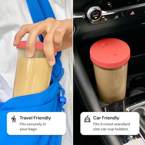 Hot Pink Reusable Boba Tea Cup with Straw