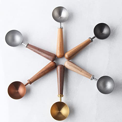 Retro Stainless Steel Coffee Spoon With Black Walnut Handle