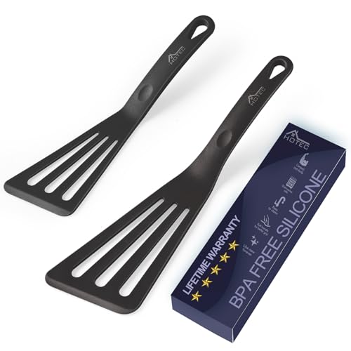 600℉ Heat Resistant Silicone Slotted Fish Turner Spatula Set (2 Count)
