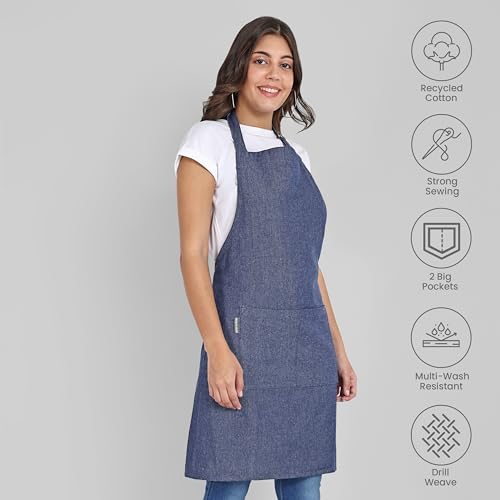 Chef Aprons Recycled Cotton Kitchen Apron with an Adjustable Neck with Long Ties (2 Count)