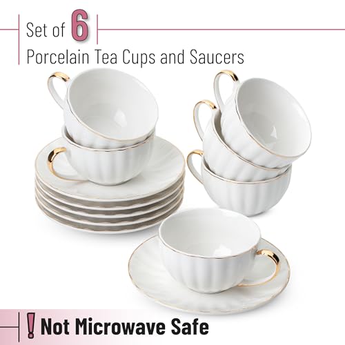 BTaT Cappuccino Cups with Saucers 7 oz with Gift Box