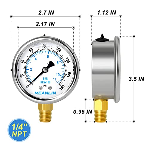0~160Psi Stainless Steel 1 (2 Count)