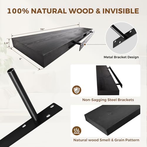 Solid Wood Floating Shelves (2 Count)