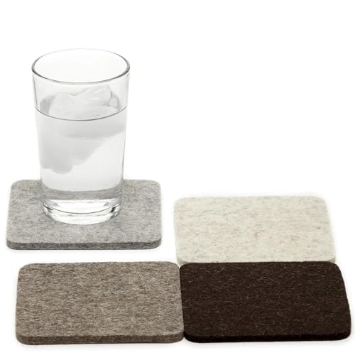 Bierfilzl Merino Wool Square Coasters Set of 4 (4 Count)