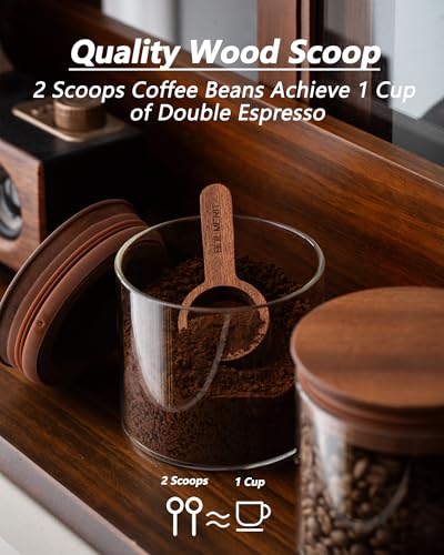 17 oz Coffee Canister with Scoop and Wooden Lids