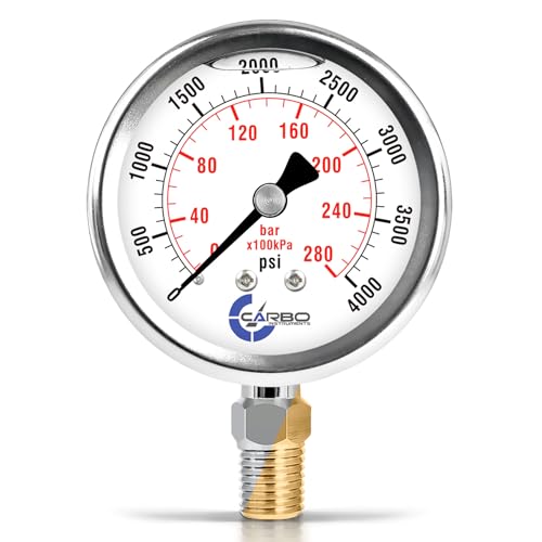 Carbo 4000 PSI Liquid Filled Pressure Gauge with NIST Traceable Certificate