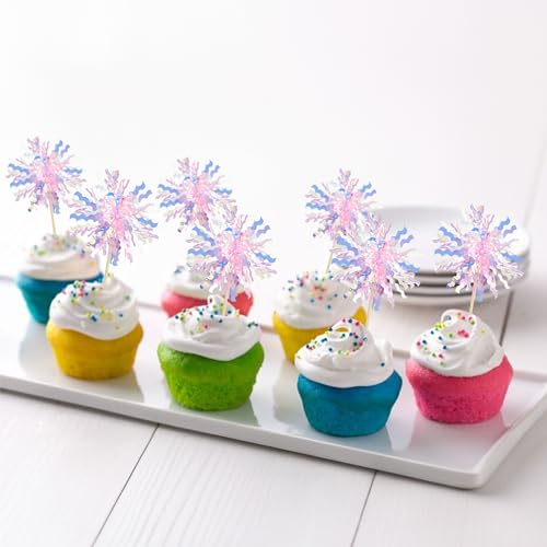 30Pcs Foil Firework Cupcake Toppers Sparkle Tinsel Cake Toppers Tinsel Drink Cake Decoration Cocktail Picks for Birthday Wedding Graduation Party Supplies Pink (30 Count)