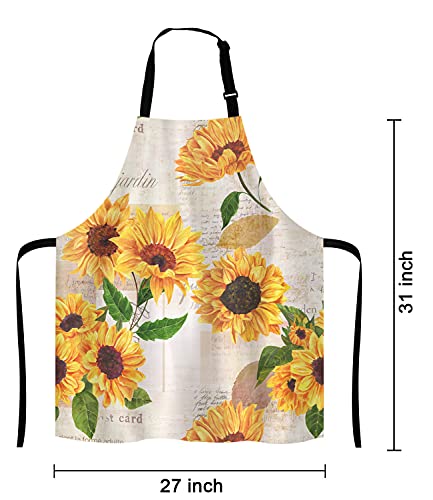 Watercolor Sunflowers Adjustable Bib Apron