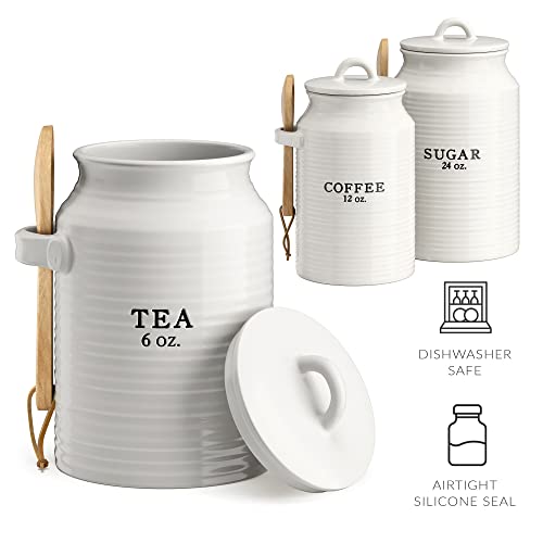 Ceramic Kitchen Canister Set White