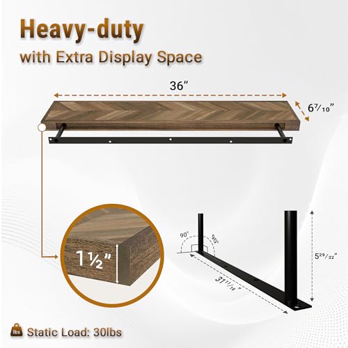 36'' Chevron Floating Shelves for Wall (2 Count)
