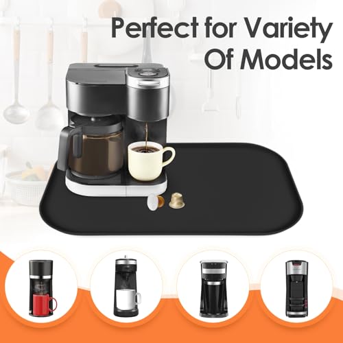 Silicone Coffee Maker Mat with Lip for Countertops