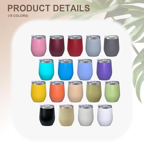 18 Pack Stainless Steel Wine Tumbler with lid (18 Count)
