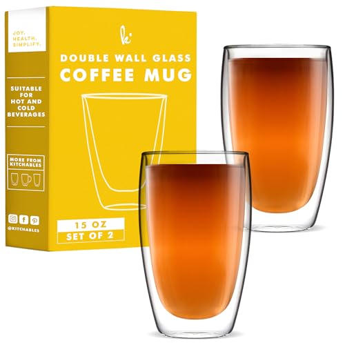 Double Walled Glass Coffee Mugs Set of 2 (2 Count)