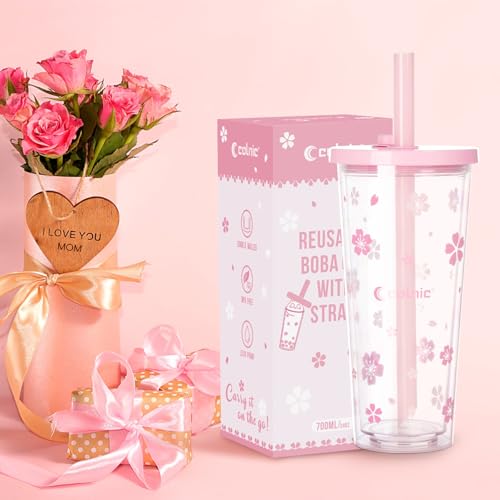 Reusable Plastic Boba Cup With Lids And Straws