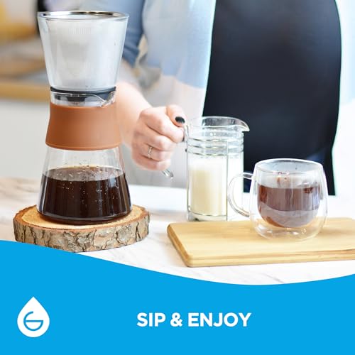 Amsterdam Glass Pour Over Coffee Maker with Steel Filter 27.6 Fl Oz