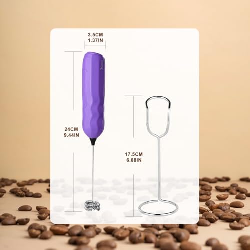 Ultra Fast Handheld Milk Frother Double Whisk with Stand 2 Batteries Stainless Steel for Lattes Cappuccino Matcha Hot Chocolate Coffee Bar Accessories Kitchen Gadgets Gift