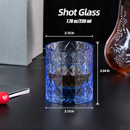 Crystal Whiskey Glasses Set of 2 Hand Blown Old Fashioned Glasses