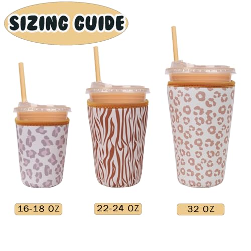 Reusable Insulated Neoprene Iced Coffee Cup Sleeve (3 Count)